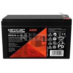 Bater�a Heycar HP12-9 | 12 Voltios 9 Amperios AGM
